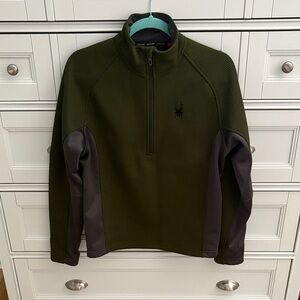 Spyder Olive and Charcoal Quarter-Zip Pullover